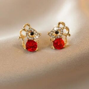 Mouse earrings 14k gold